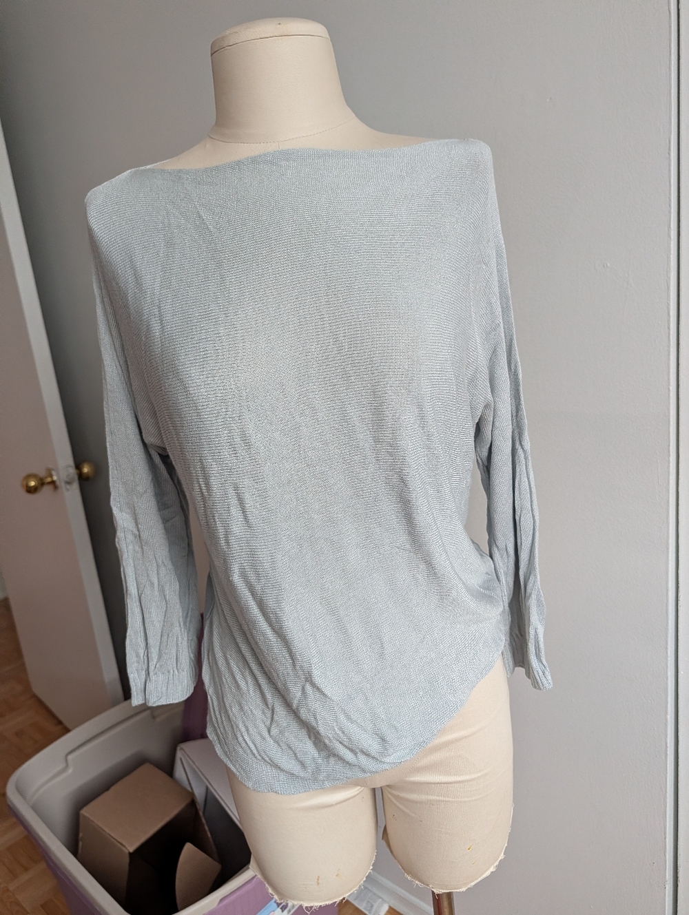 Light Grey (Silver )Women's Boatneck Long Sleeve Top
